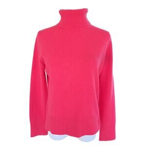 Red Moon 100% Cashmere Turtleneck Sweater Punch Pink Fitted Large